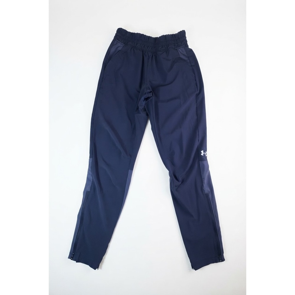 Under Armour UA Squad Warm-Up Pants Navy Blue Ankle Zip Track Sweatpants Sz XS